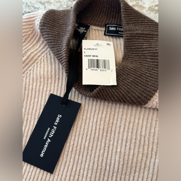 SAKS 5th AVENUE mock turtle neck cashmere sweater - Picture 5 of 7
